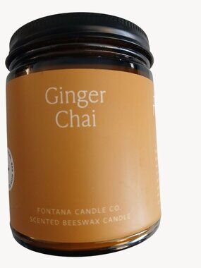 Ginger Chai Scented Beeswax Candle 7.4 Oz Hand Poured Non-Toxic Essential Oils